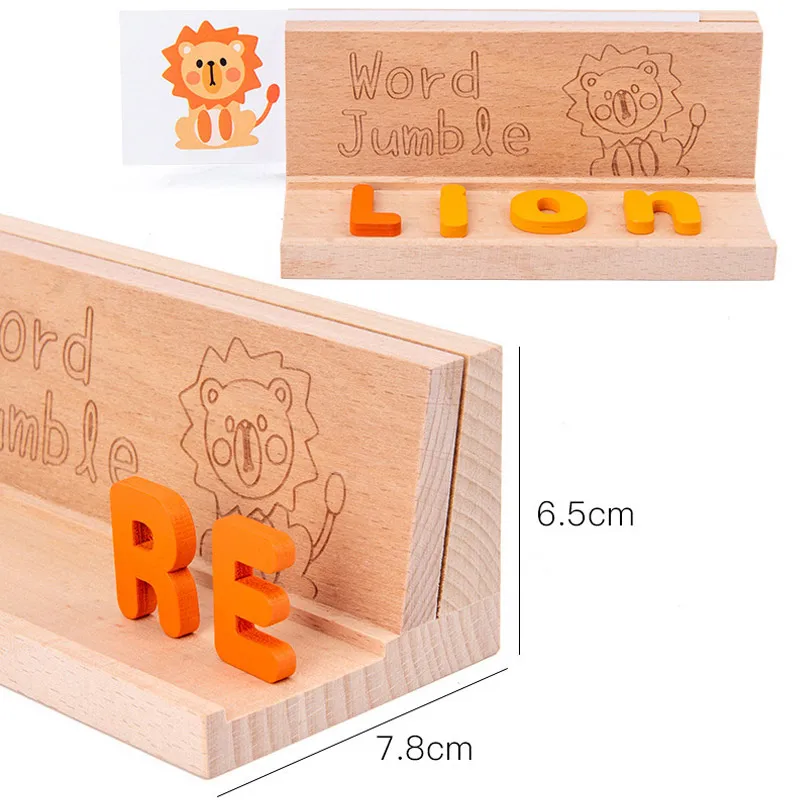 Kids Montessori Spell Word Game Wooden Toy Early Learning Jigsaw Letter Alphabet 3D Puzzle Baby Educational Puzzles for Children