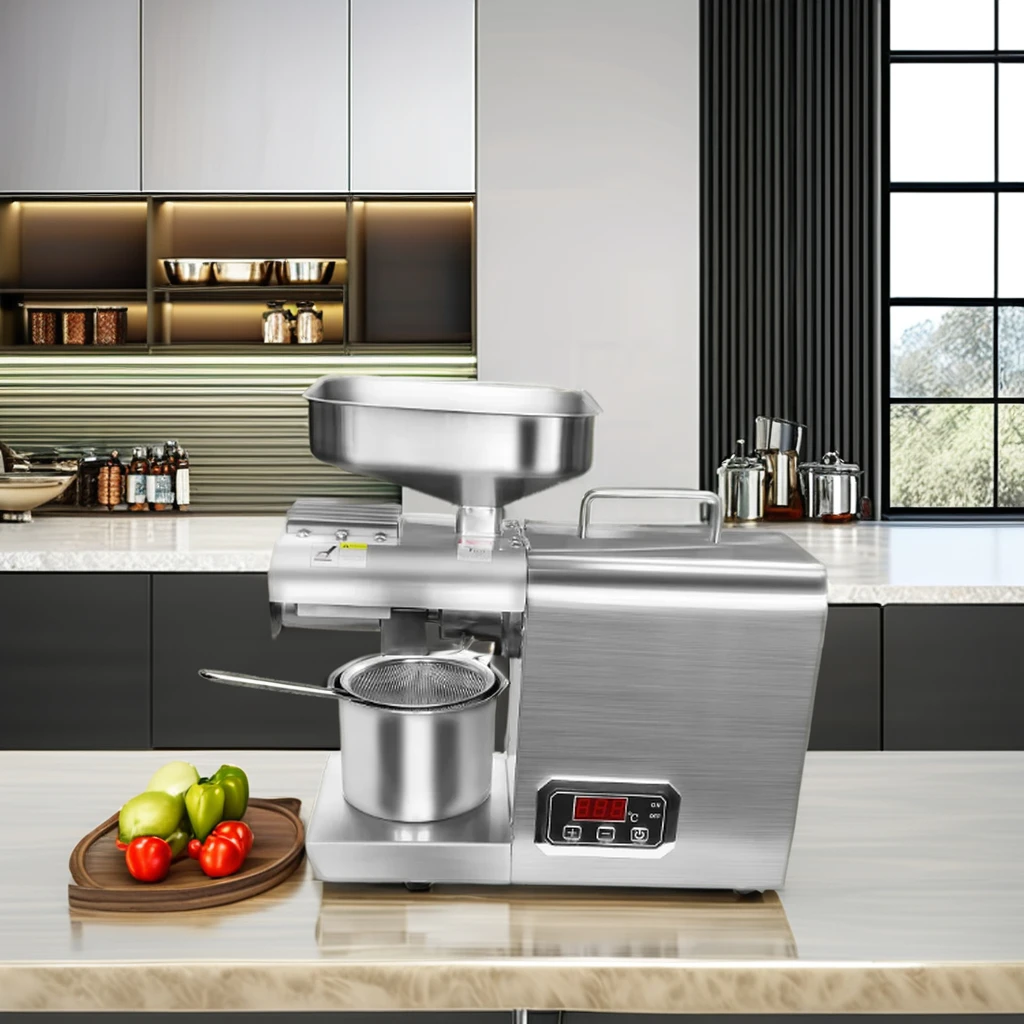 MJ Mini Automatic Steel Screw Oil Pressers Small Home use Sesame Coconut Peanut Oil Extractor Seed Cold Oil Press Machine 508T