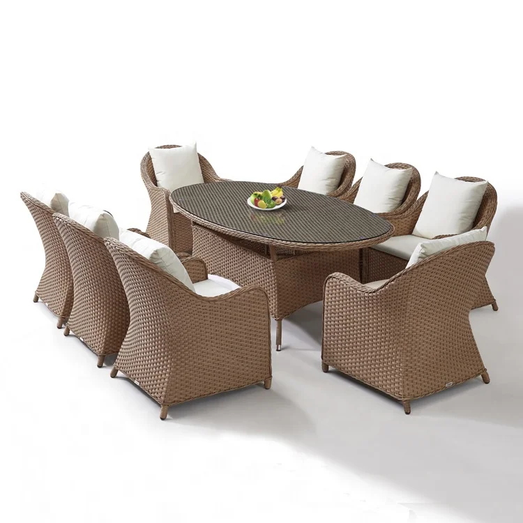 9 Seater Wicker Outdoor Furniture Patio Garden Rattan Cane Table And Chairs Set