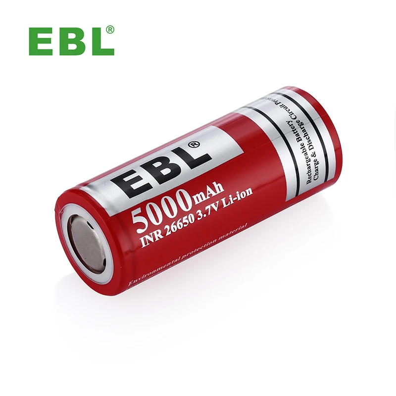 Перезаряжаемая батарея EBL 26650 перезаряжаемая литий-ионная 5000 мАч 3 7