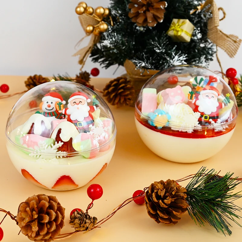 Clear plastic Sphere display crystal ball dessert container Food-grade hollow sphere cake flower boxes
