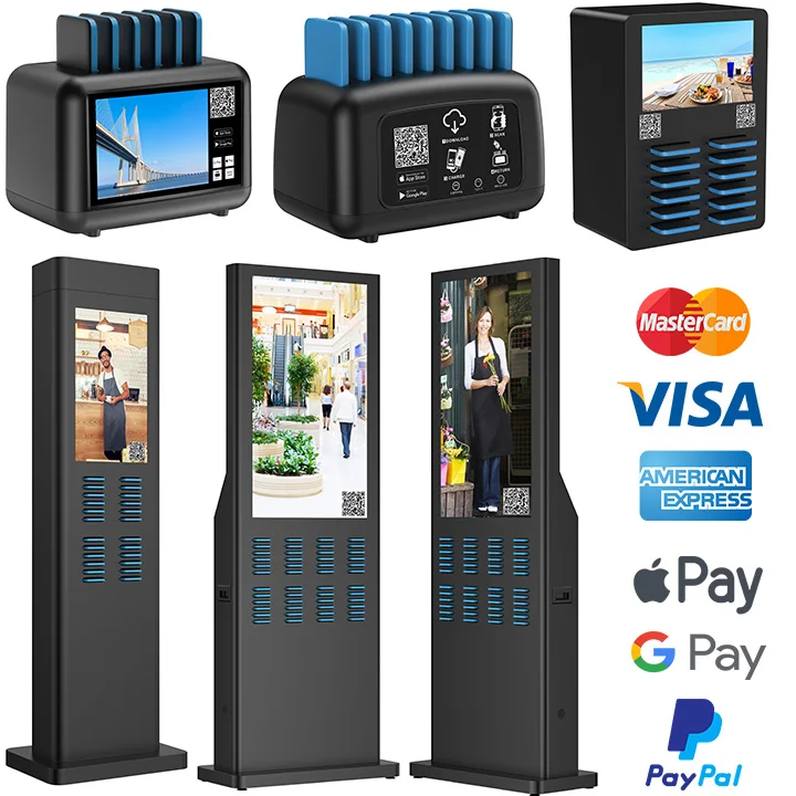 Charging station portable phone charger mobile sharing power bank rental stand charging for mall restaurant vending machine