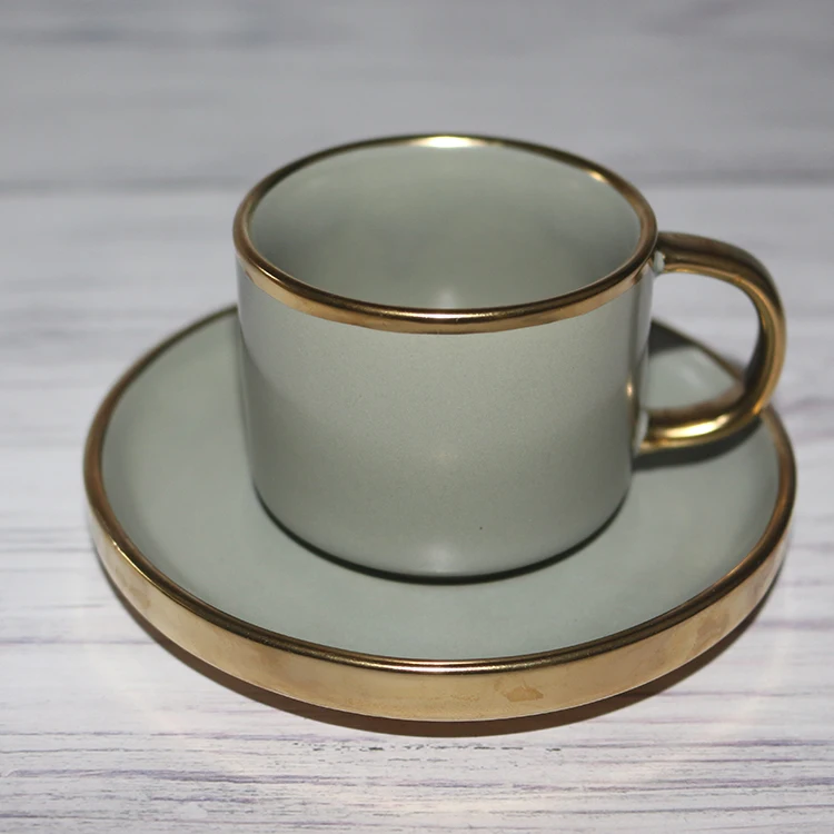 Hot Sale 6 Colors Turkish Coffee Cup Porcelain Cup and Sauce Arabic Coffee Set with Color Box