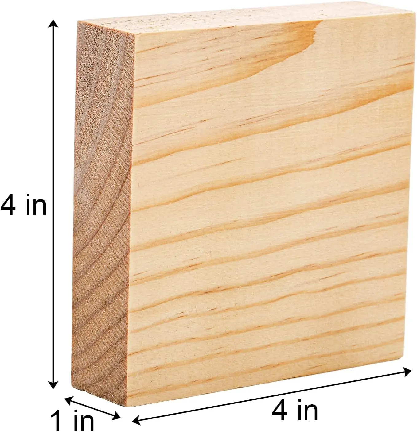 12 Piece Set 4x4x1 Inch Unfinished  Wooden Blocks Arts Crafts DIY Painting Projects Great Chip Carving Square Block Craft