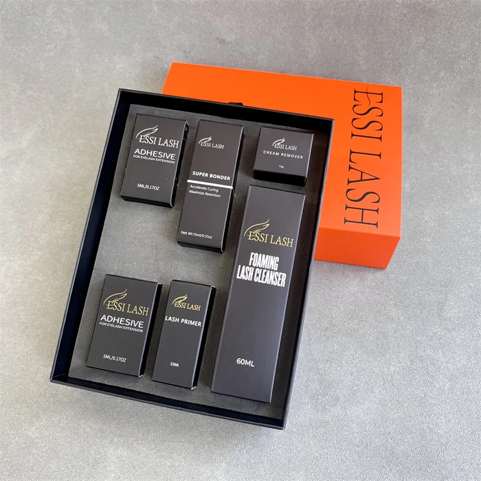 Korean High Quality Luxury Black Glue pesta as tray lashes Liquids Kit Packaging Custom Fast Strong Private Label  Eyelash Glue