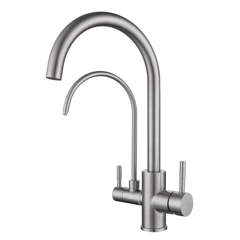 Good Quality Purification Tap Stainless Steel Drinking Water Tap Filter Mixer Kitchen Faucet Dual Handle Kitchen Sink Tap