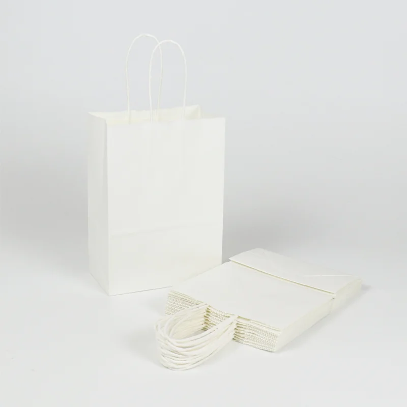 Crown win white paper gift bag with handle for small business shoes clothes packaging kraft black brown shopping craft paper bag