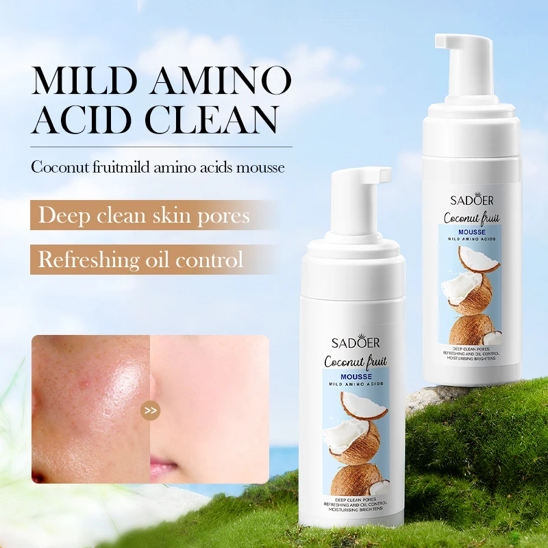 OEM SADOER Wholesale Korean Whitening Kiwi Fruit Lemon Coconut Skin Care Products Face Wash Nourishing Mousse Facial Cleanser