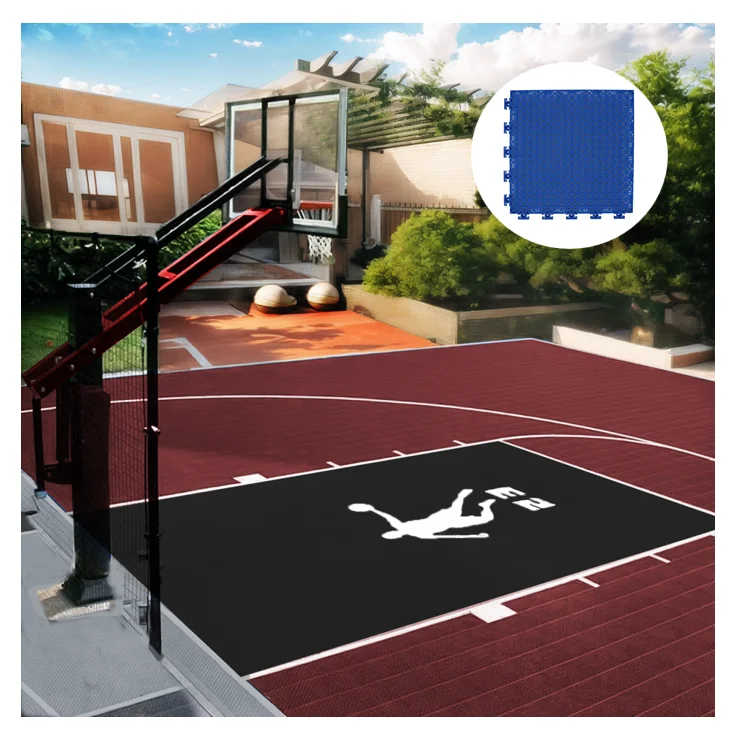 High Quality basketball flooring sport court tiles customised water repellent interlocking outdoor badminton