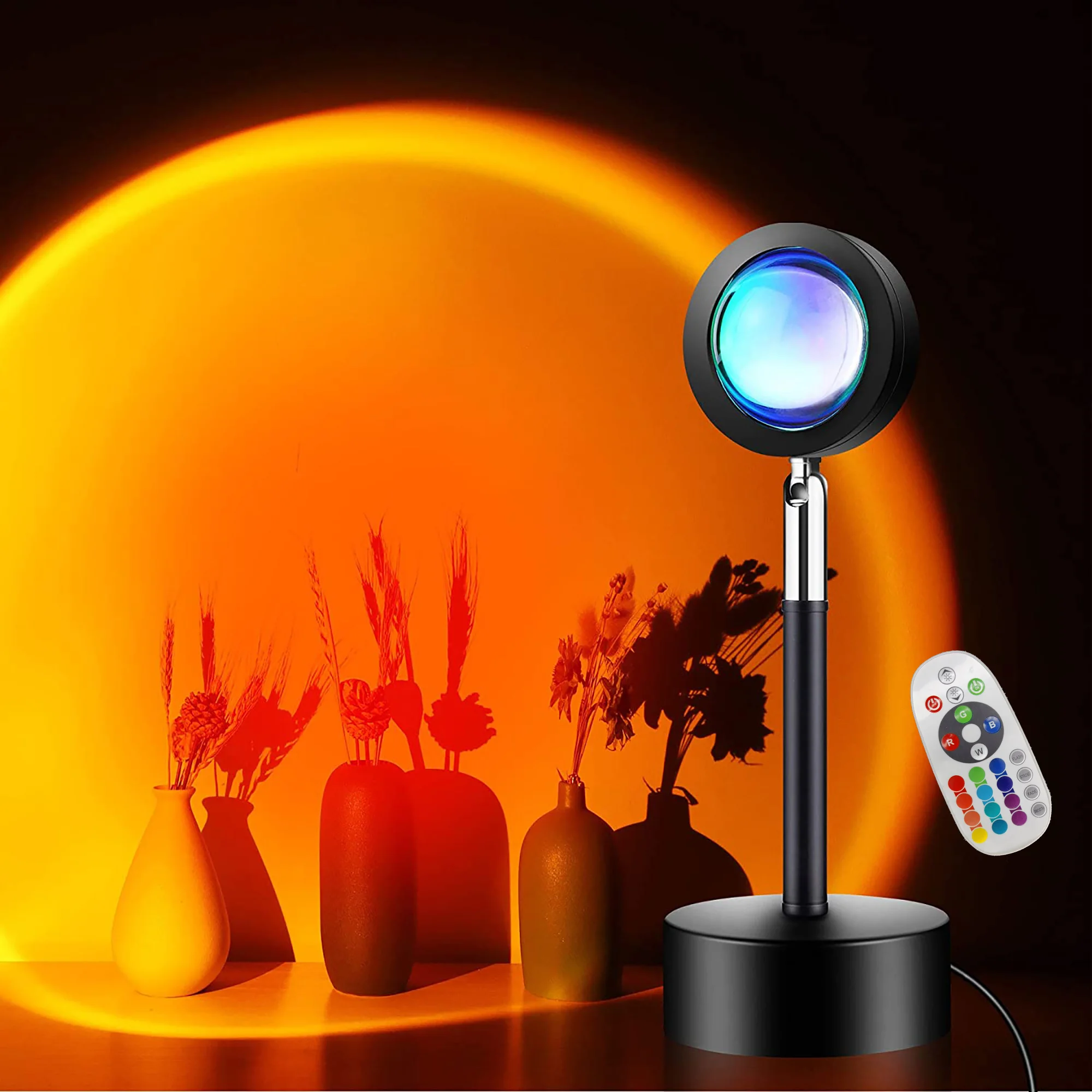 
Projection Rgb Red Floor Usb Colorful Rainbow Projector Robot Small Ufo Remote led Aura Sunset Lamp with remote controller 