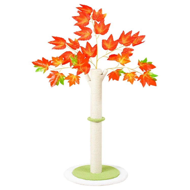 Cocoa Palm Cat Tree Cat Scratching Post White Sisal Rope With Leaves