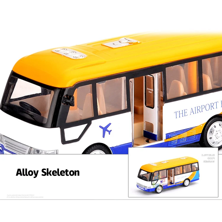 MSZ 1/32 Bus Diecast Pull Back Compare-Car-Models Sound and Light Music Car Model for Kids