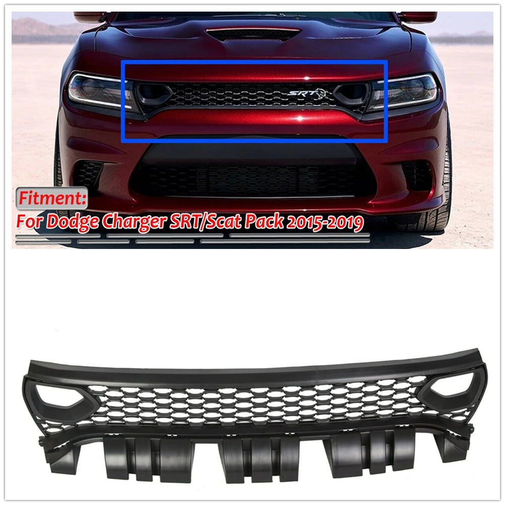 For Dodge Charger 2015 2016 2017 2018 2019 SRT Scat Pack Daytona Front Grille Bezels Dual Inlets Racing Grills Exterior Body Kit