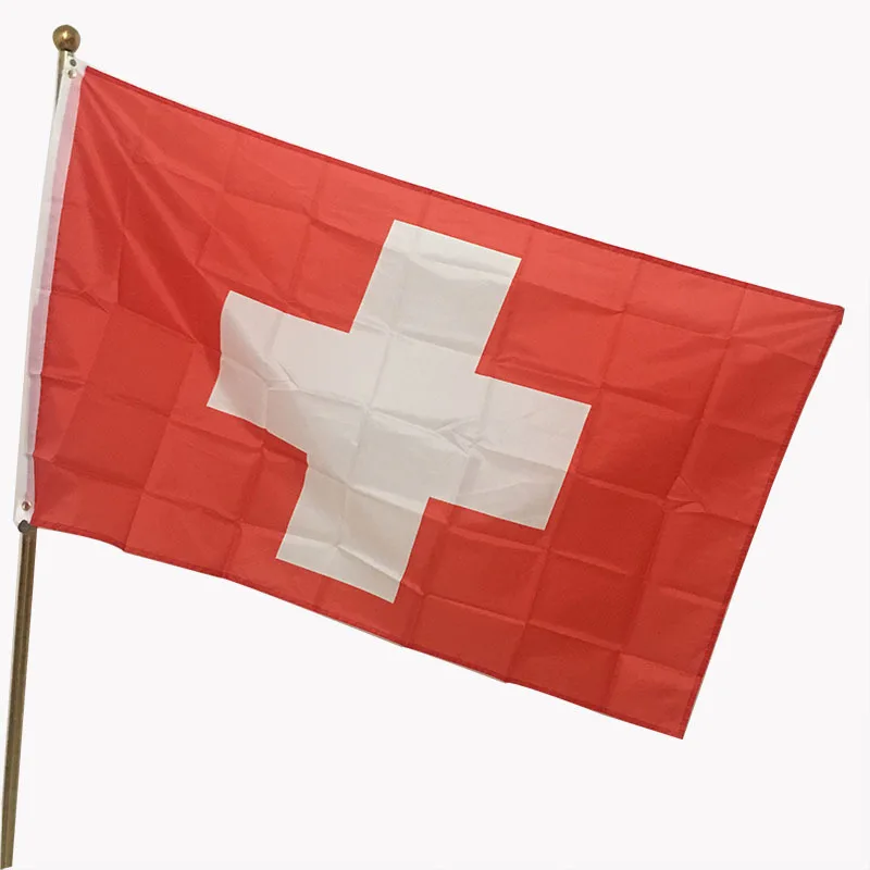 Wholesale 100% Polyester 3 X 5 Ft Switzerland swiss flags red flag with white cross Country Flags Banners