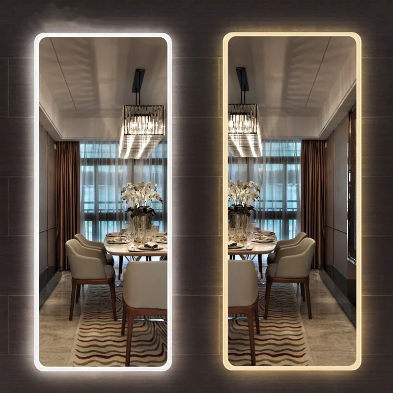 Custom Frameless Big Wall Mounted Full Length Wardrobe Smart Mirror LED Dressing Up Mirror