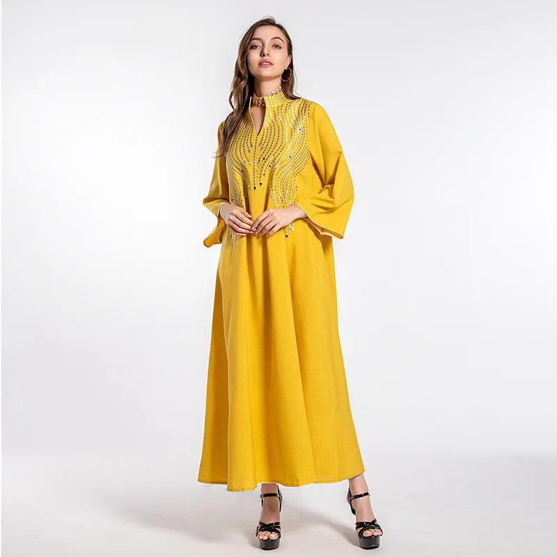 2023 Middle East Arabian Robe Kaftan Fashionable Islamic Dress Dubay Embroidered Dress Muslim Robe clothing manufacturers