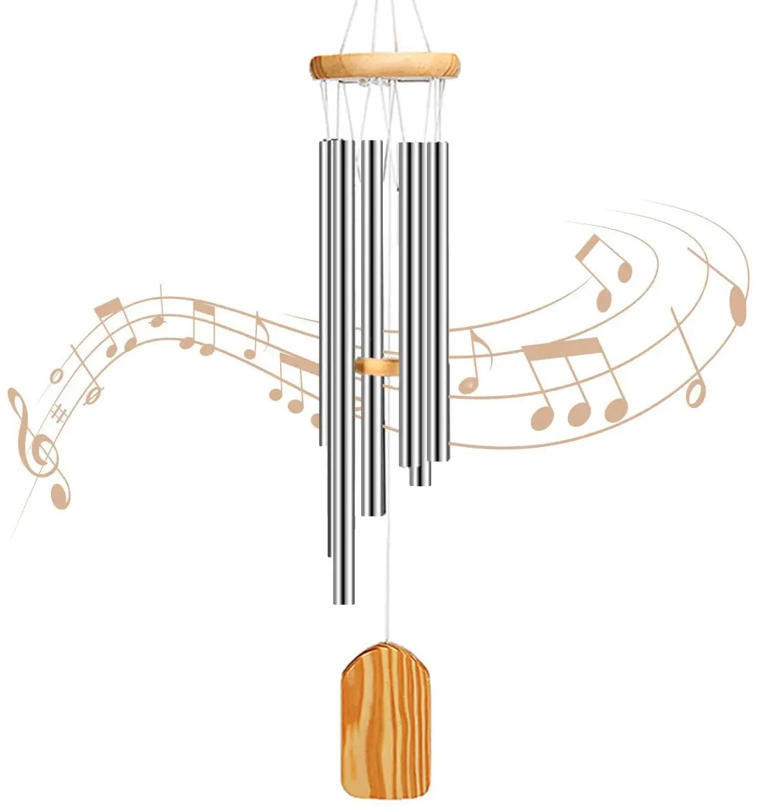 
Best Gift Chimes Decor for Garden Patio ,Wind Bell Memorial Wind Chimes Pine Wood 6 Aluminum Tubes Wooden Wind Chimes Outdoor 