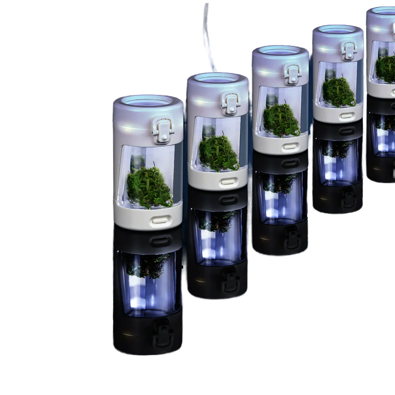 Multi functional plastic jar with magnifying glass sealed tobacco box LED light moisture-proof storage jar