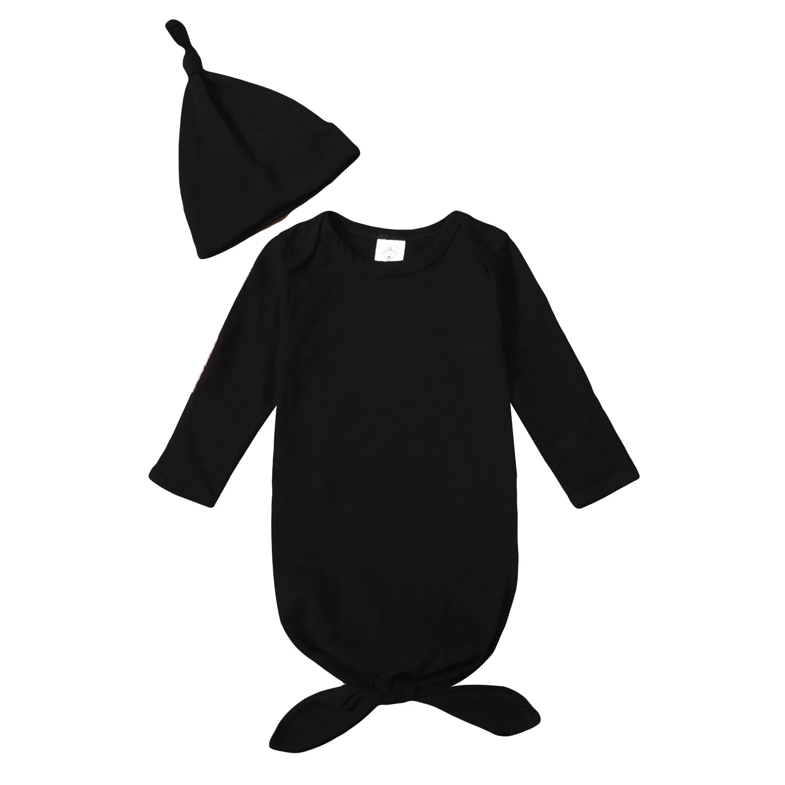 Manufacturer Custom Unisex  Cotton Knotted Plain Kids Boy Girl Baby Grown Clothe Romper set