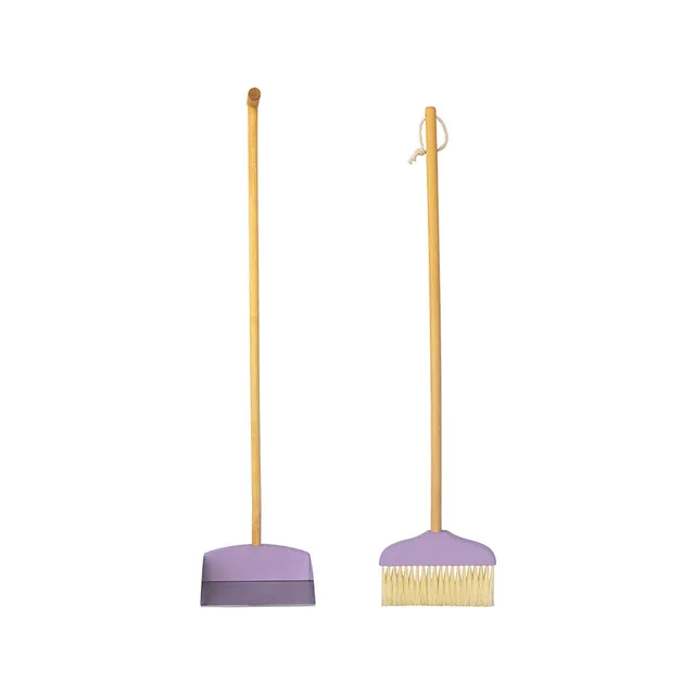 Wooden floor broom with long handle and dustpan indoor outdoor household floor brush cleaning supplies