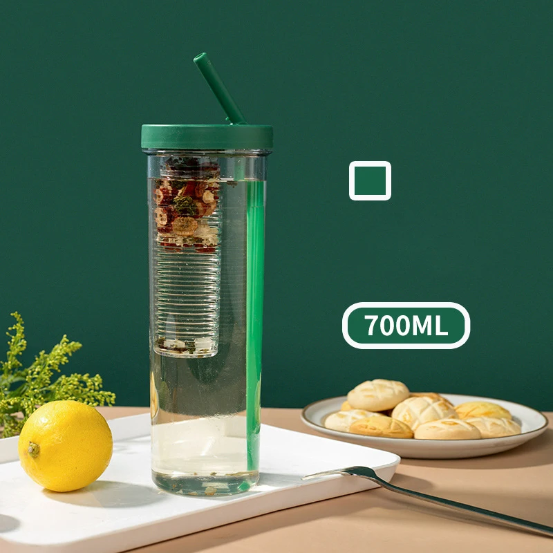 High face value and large capacity water cup female student fall resistant portable straw handy cup tea drain fruit mugs