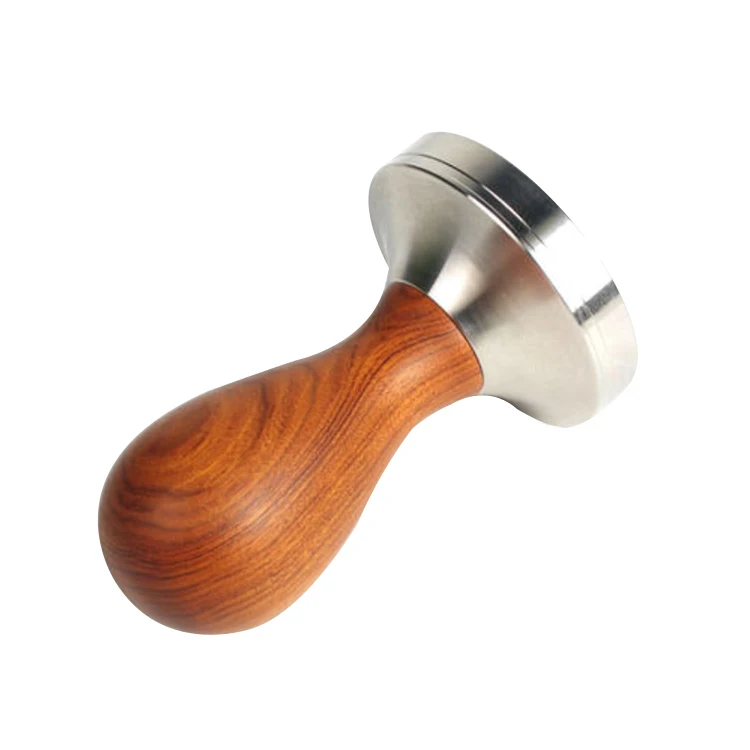Custom Logo 51mm 53 mm 58mm stainless steel 304 Espresso accessories Coffee Tamper with wood handle