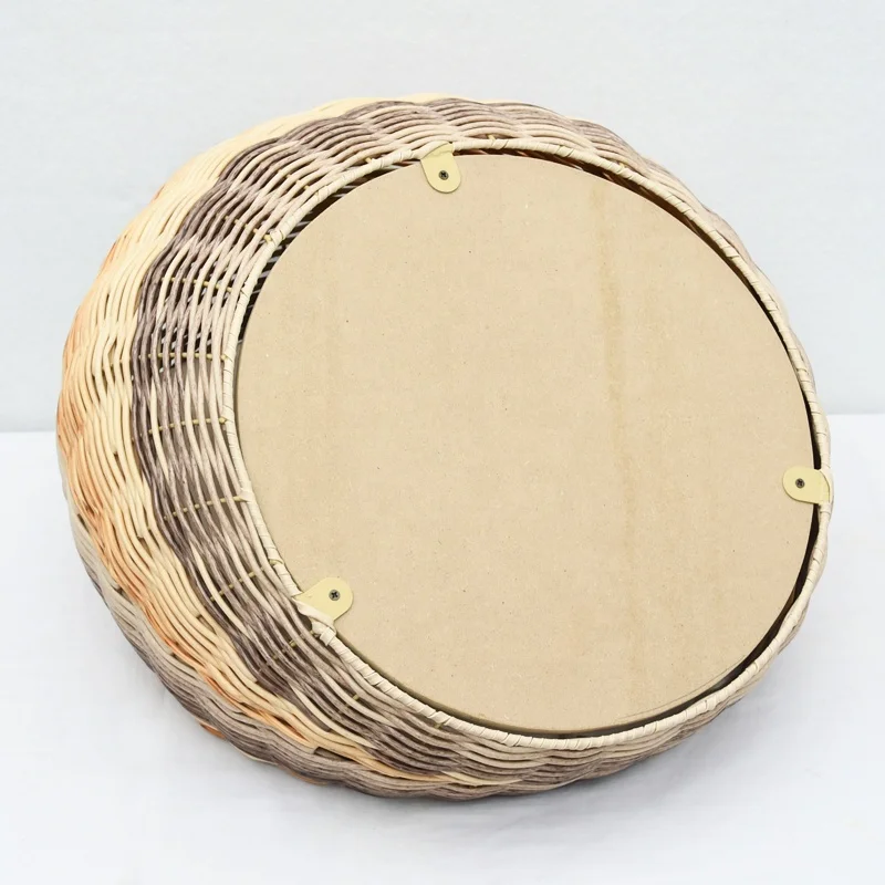 Wholesale Cheap Hand Made Plastic Rattan Luxury Pet Bed with Soft Cushion for Cats or Small Dog, weaving Wicker Basket Pet House