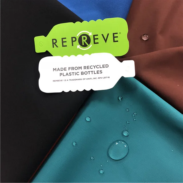Eco-friendly GRS recycle polyester RPET 290T taffeta PA PU Coating waterproof Fabric