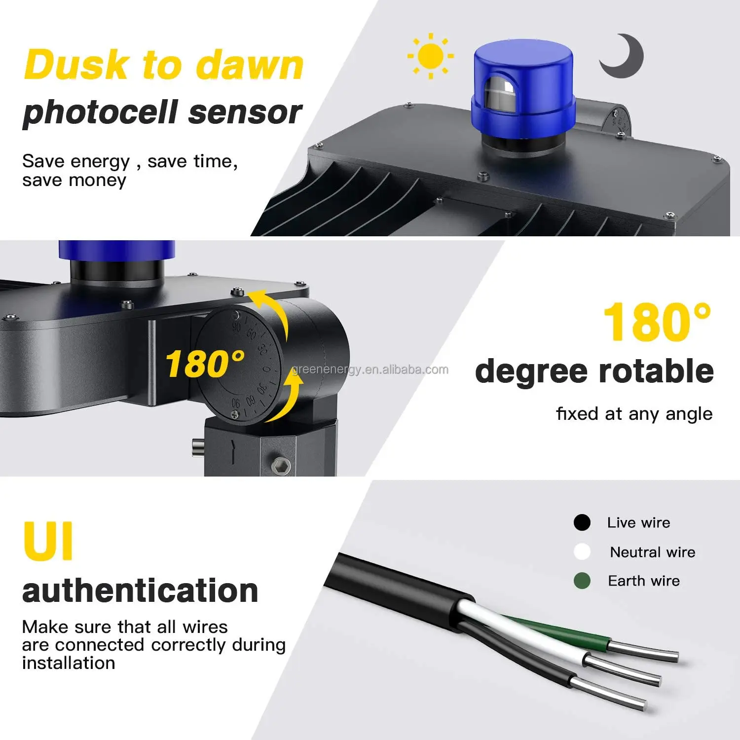 7 yrs warranty led parking lot light ETL DLC 120w 15600lm photocell sensor dusk to dawn street light project 20kv surge protect