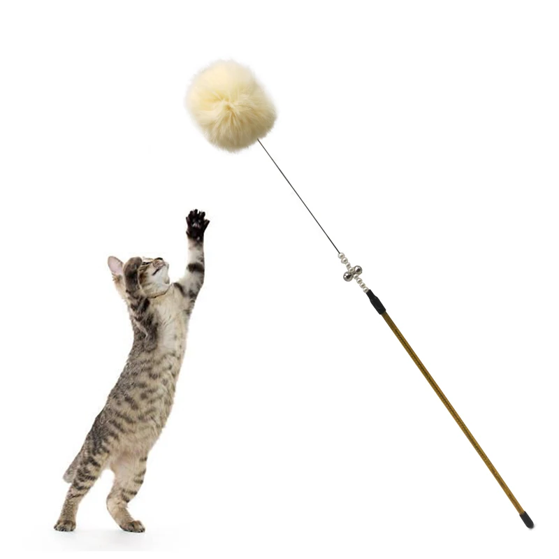 2020 cheap rabbit fur cat charmer wand with small bell
