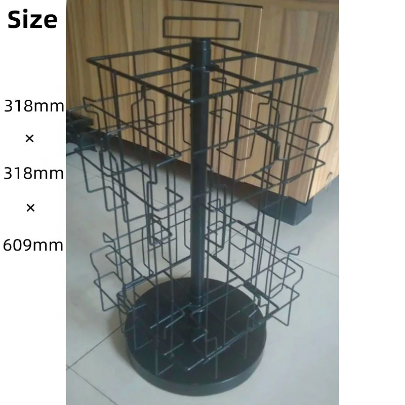 Custom Store Desktop Spinner Brochure Postcard Greeting Gift Card Stationery Metal Wire Rotating Display Stand Rack Holder