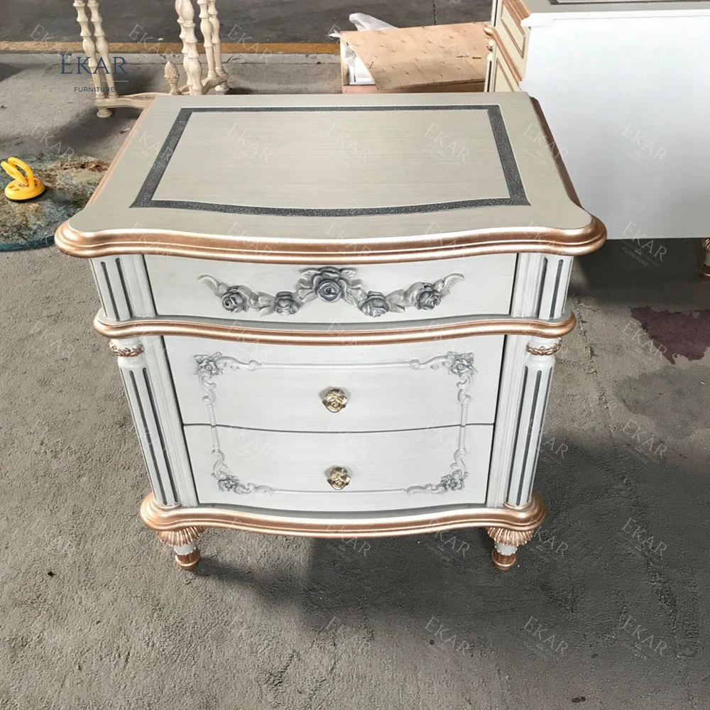 Antique Bedside Table Hand Carved Wood Nightstand With Drawer