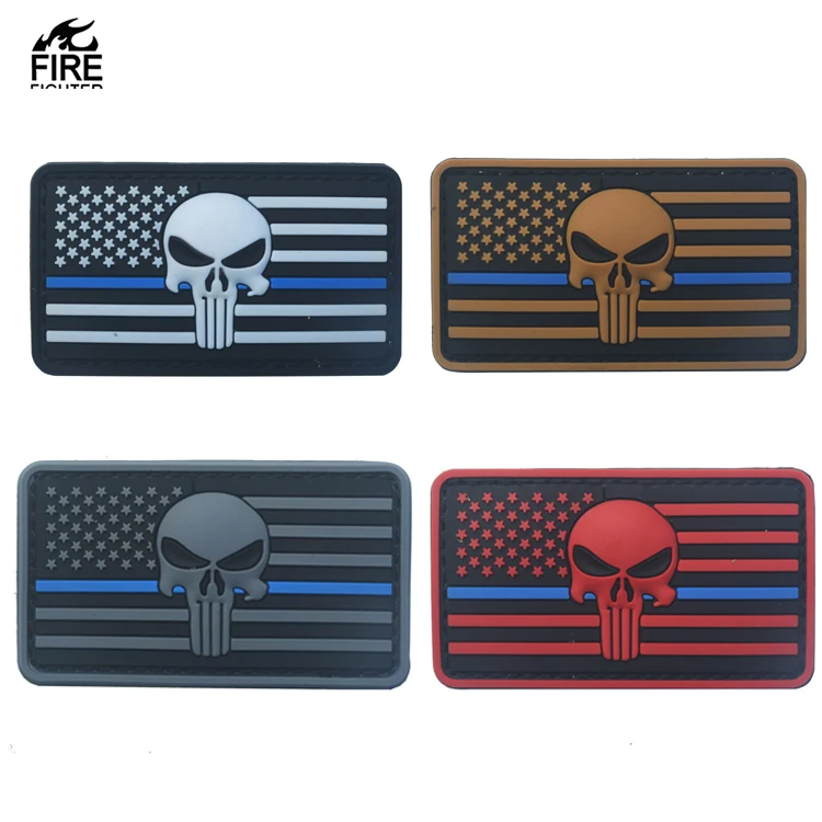 Label Custom American flag Punisher Patch Rubber Embossed 3D Soft Hat PVC Patch