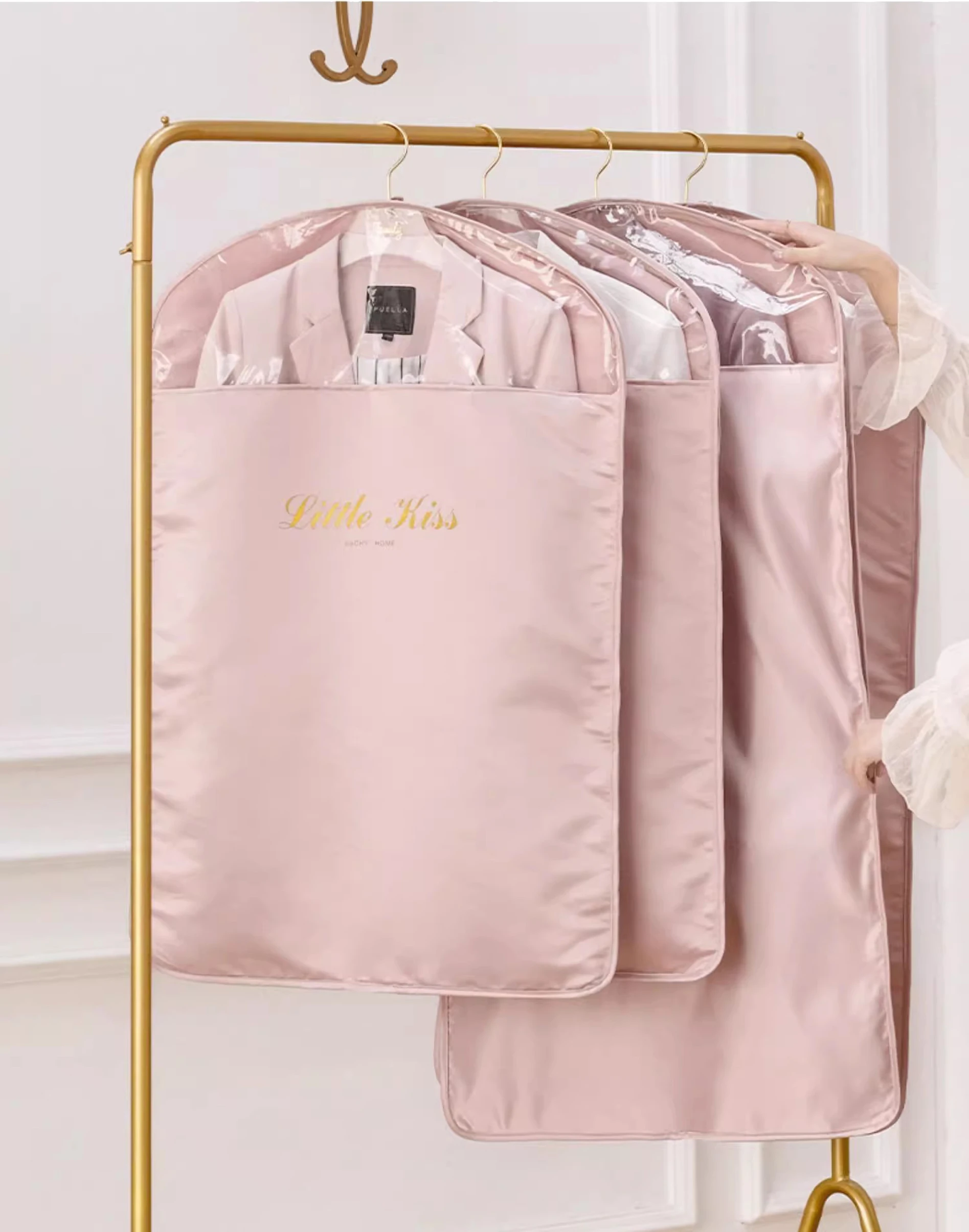 garment non woven cover suit bag with Custom Logo Black Dustproof Hanger Coat Cover Storage Garment Suit Clothes Bag