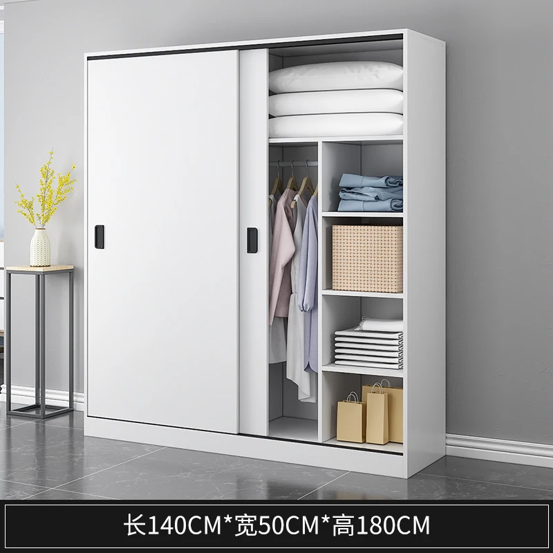 Modern Door Wooden Clothes Mirror Bedroom Wardrobe Closet Bedroom Width 1.4m Furniture Armoire Closet Wardrobe