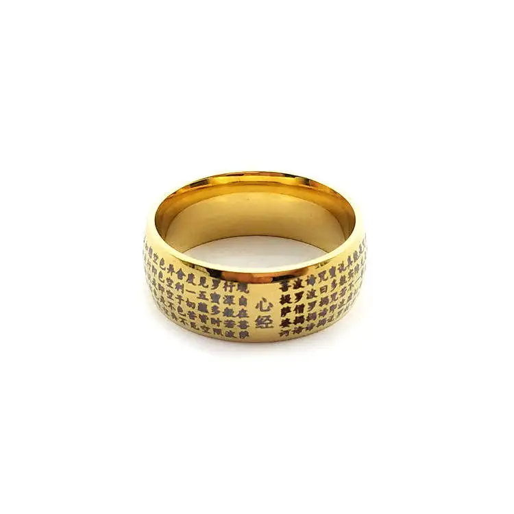 Women Stainless Steel plated 18K Gold engraved fine fashion Jewelry Rings