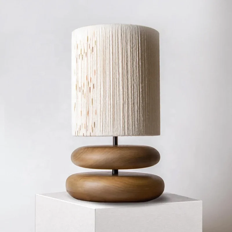 Modern 3000K E27 fabric night light reading solid wooden base bedside reading table lamps