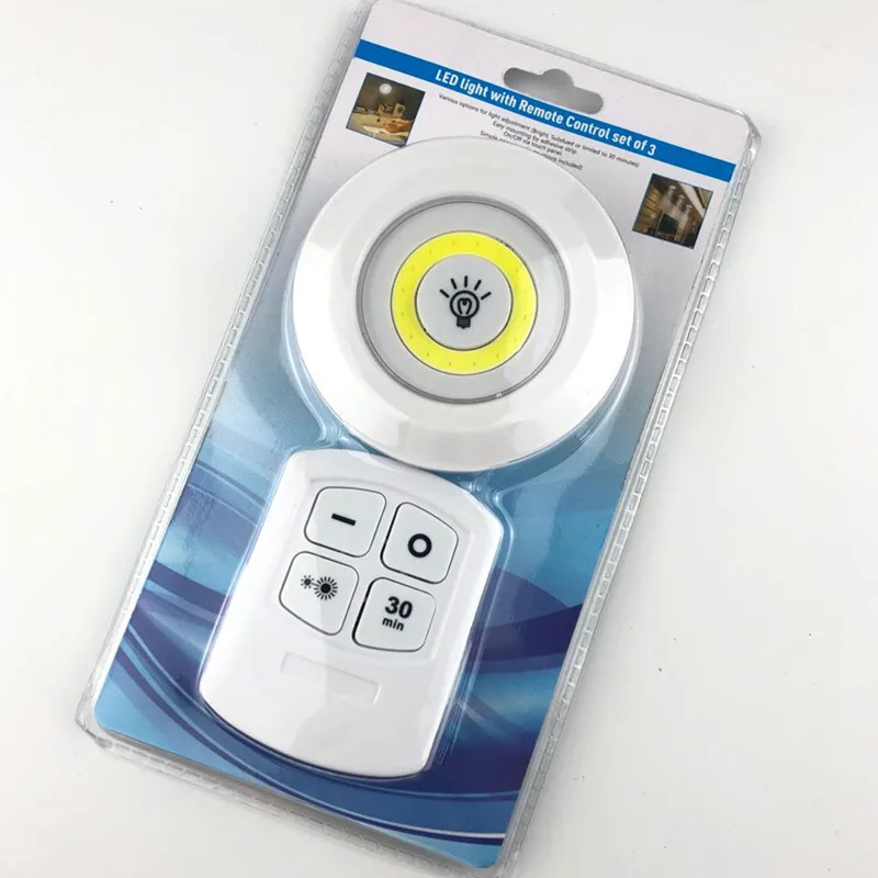 Hot Selling Mini Led Night Light Pat Lamp 3W COB Led Light With Wireless 1to 1 Remote Control for Stairs Kitchen Bedroom