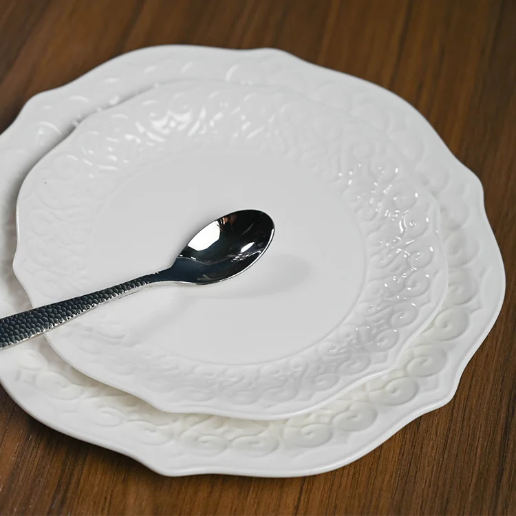 P&T wholesale comercial horeca wedding ceramic crockery dinner plate dinnerware porcelain sets dishes plates set