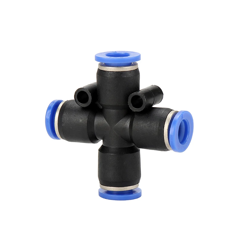 PZA 4 way Cross one touch push in connector 4mm 6mm 8mm 10mm 12mm plastic fitting pneumatic tube air fitting