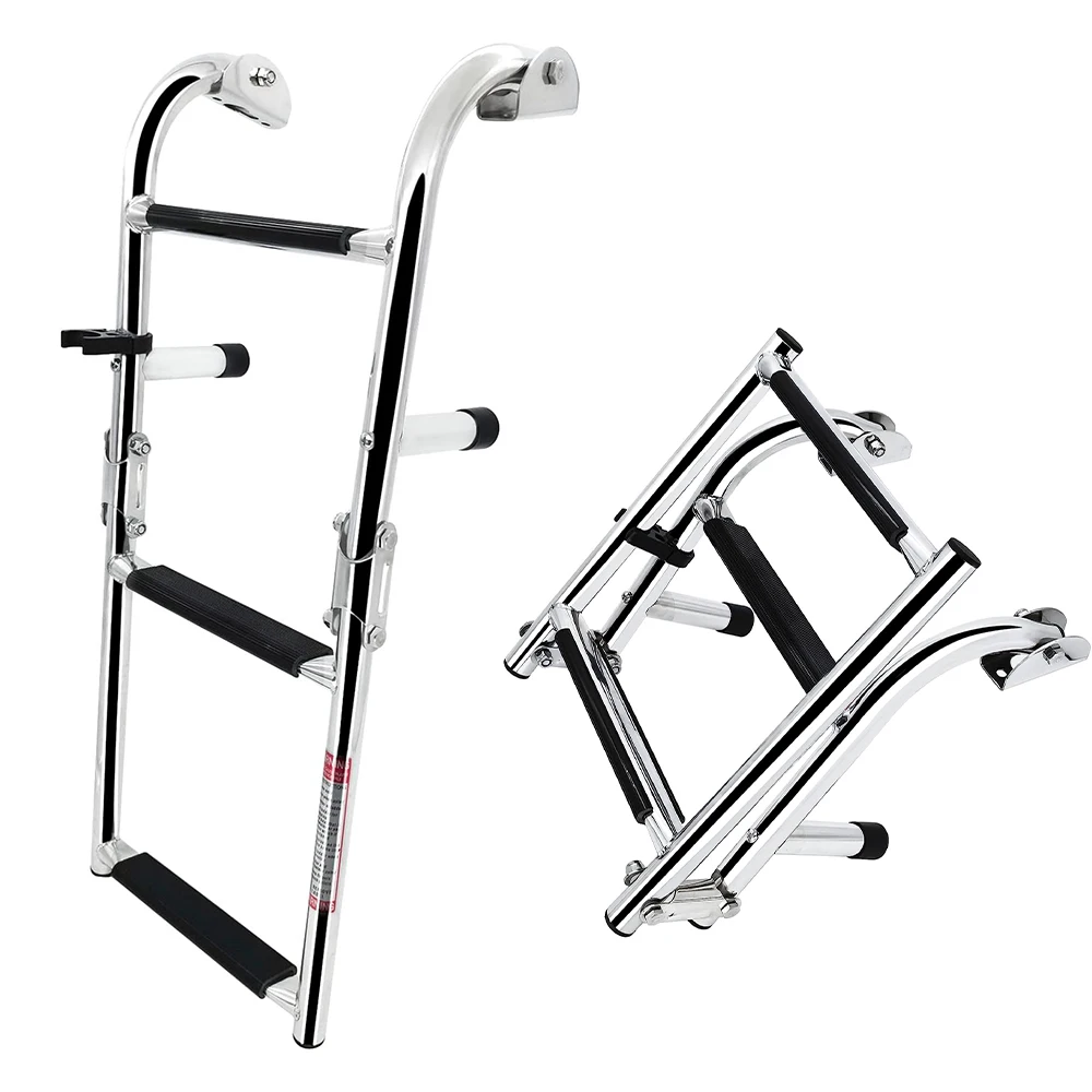 High Quality Stainless Steel Handrail Bracket 2+1 Marine Equipment Accessory Step Folding Boat Ladder
