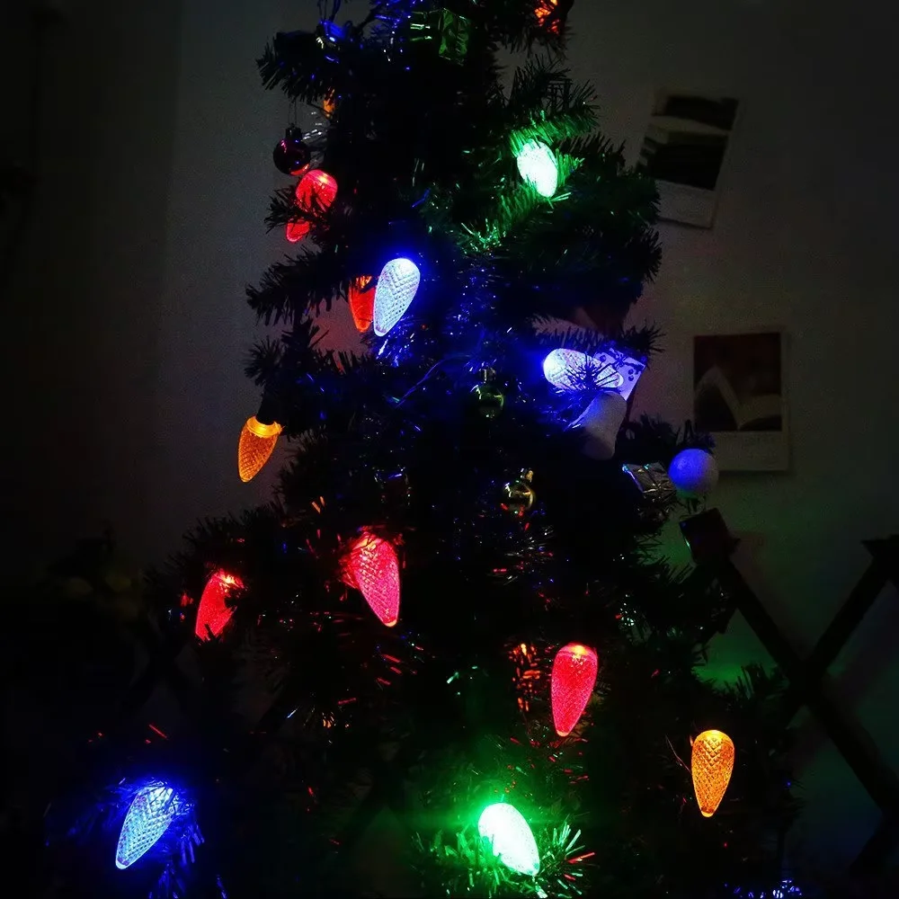 Manufacturer Wholesale Christmas Decoration Multicolor Multifaceted 25ft C9 Strawberry Light LED Bulb String Lights