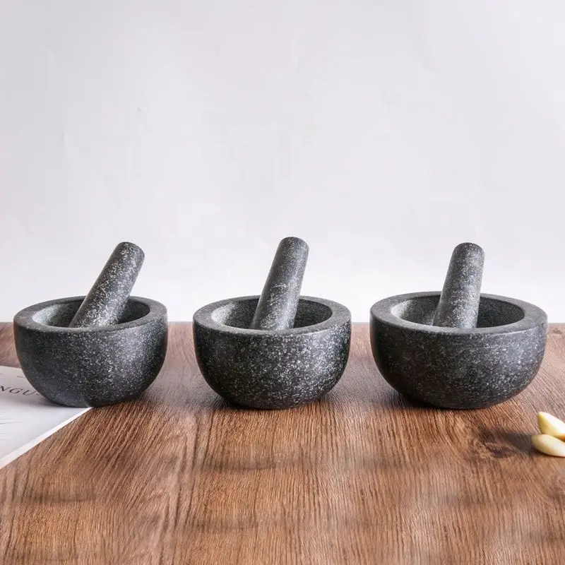 Professional Wholesale Solid Stone Granite Mortar & Pestle Set For Spices Seasonings Pastes And Guacamole