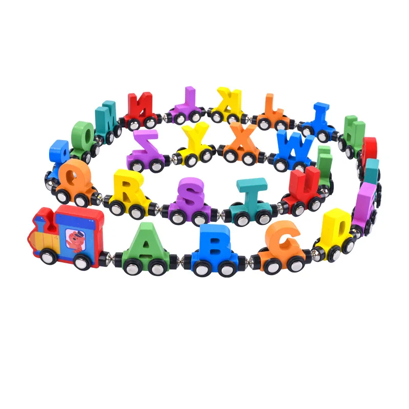 C02345 Hot sale eco-friendly educational wooden magnet lettering little train Spielzeug  Enfant Toys For Kids Boys Girls