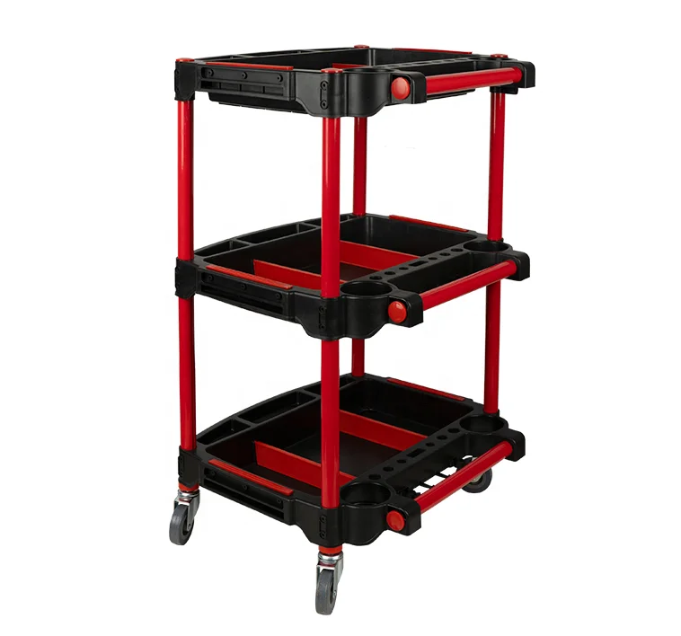 Best Sale Auto Repair Tool Cart 3 Shelf Tool Cart Car Detailing Trolley Detailing Cart