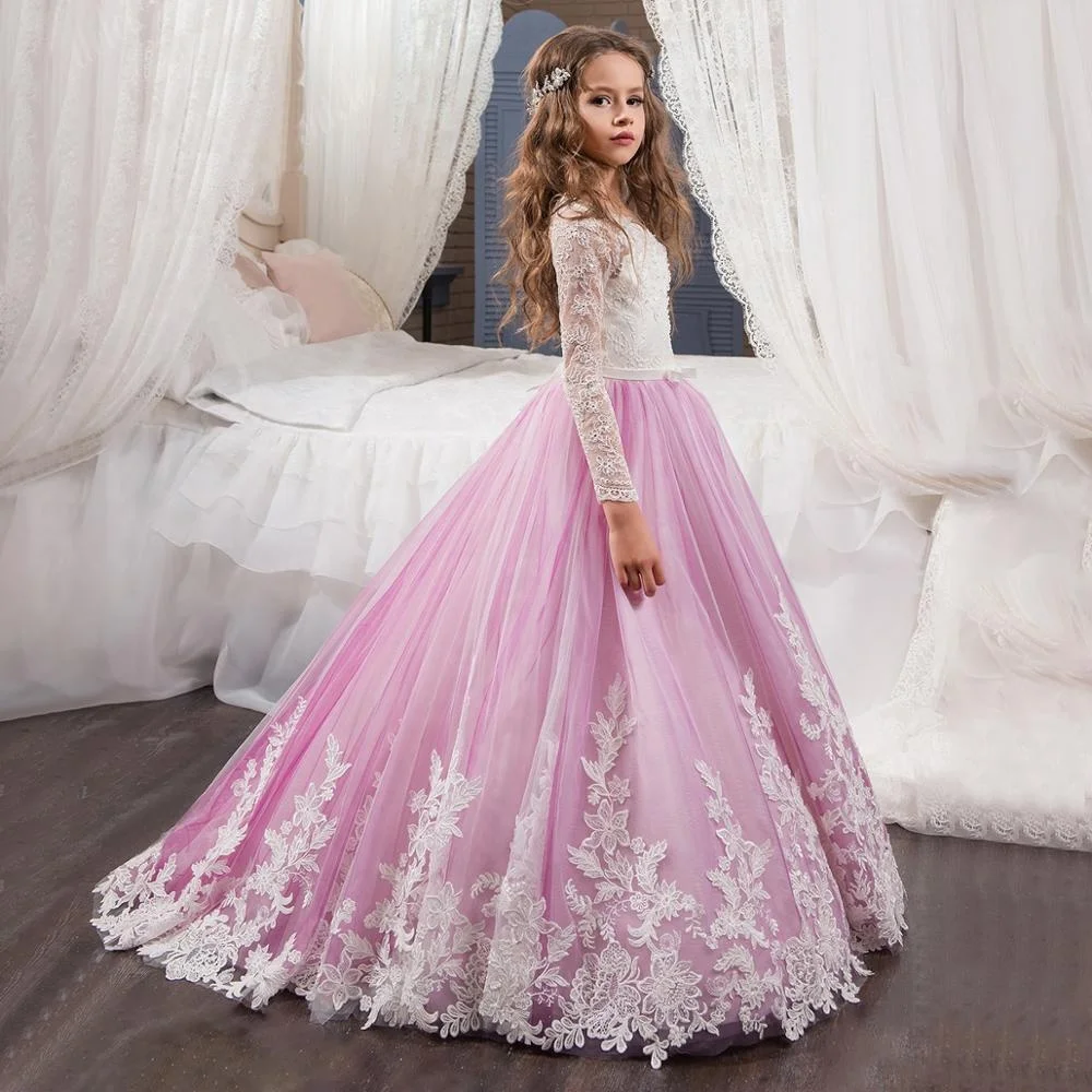 princess lace flower girl dresses wedding ball gown