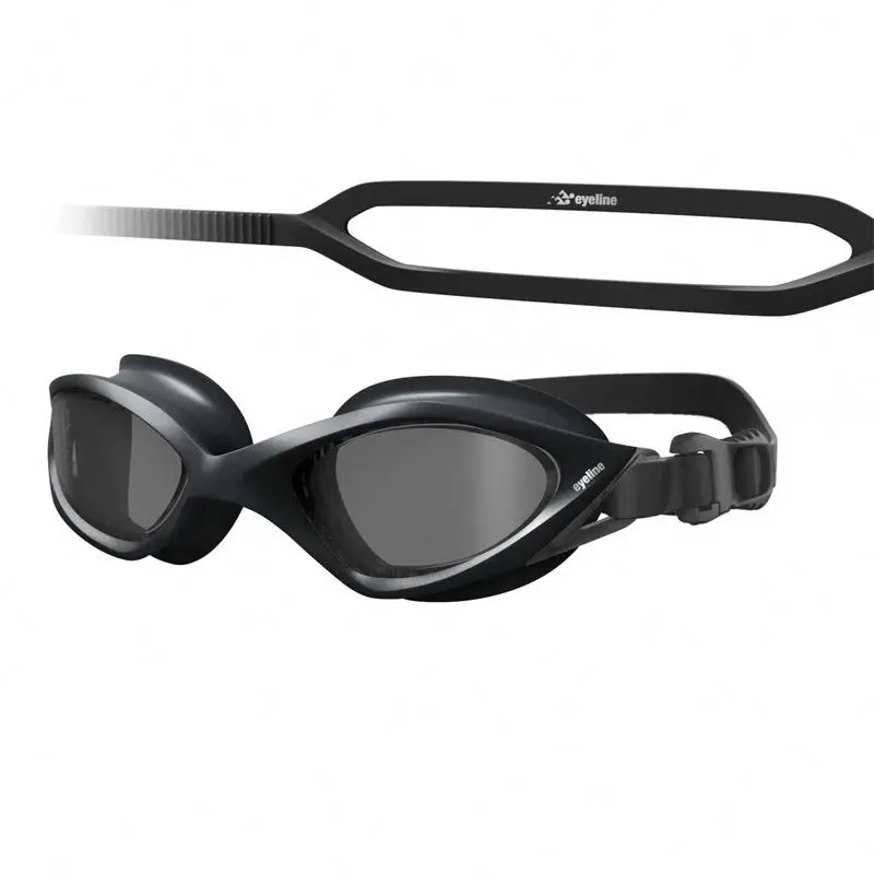 Professional Racing Adult Swim Goggles with Customized Logo No-Leak Anti-Fog UV Protection Waterproof Glasses Black Strap-OEM
