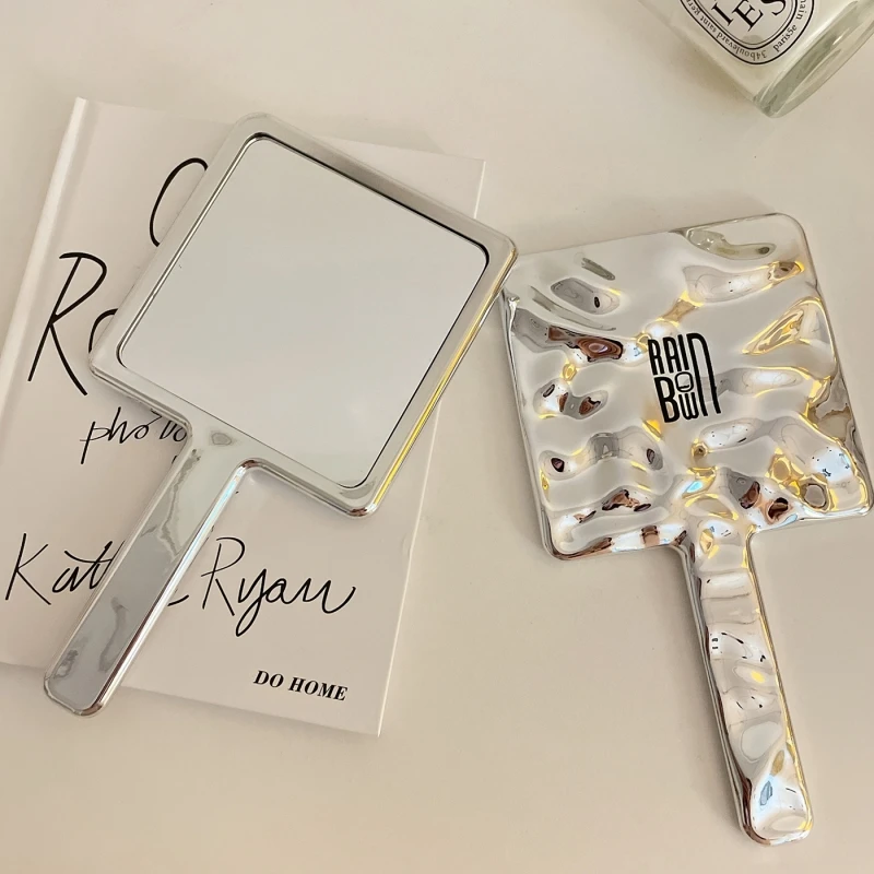 Hand Mirror Pocket Logo Wholesale Small Handheld Custom Cosmetic Vanity Makeup Mirrors Metal Personalized Silver OPP Bags Square