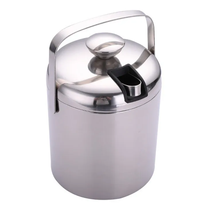 
Double Wall Insulated Metal Stainless Steel Ice Bucket with Tongs 
