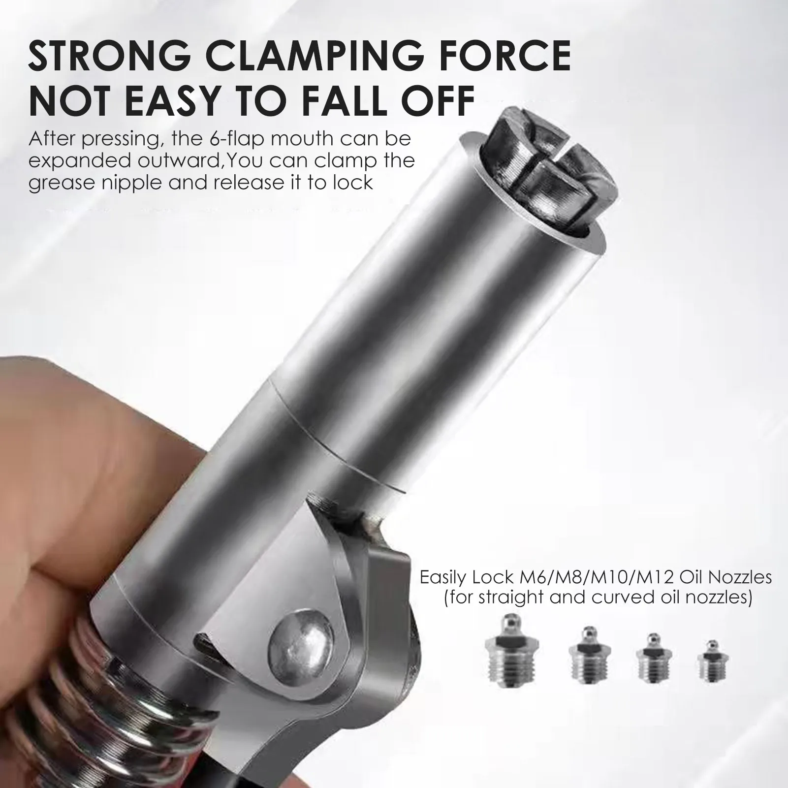 10000 PSI Grease Tool Coupler Heavy-Duty Quick Lock and Release Double Handle Stainless Steel NPTI/8 Leak-Free Grease Tool Tip